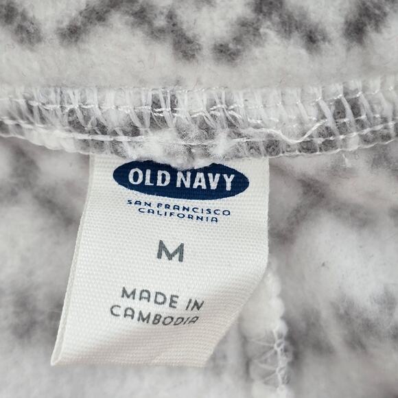 Old Navy White Gray Fleece Snowflake Sleep Pajama Bottoms Pants M Medium - Picture 7 of 8